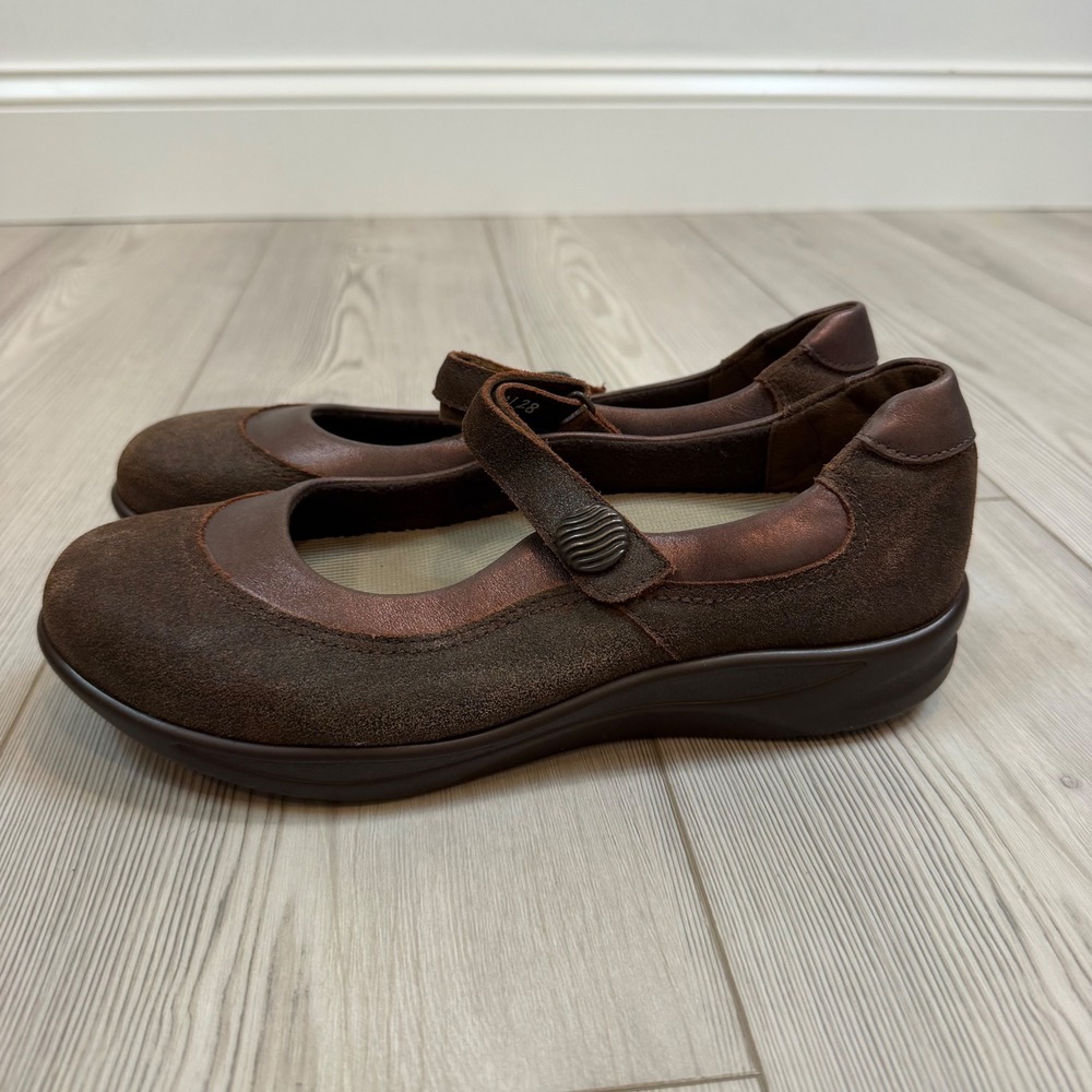 NEW SAS Step Out Brown Suede Metallic Mary Jane Shoes Womens 9 N Made in USA